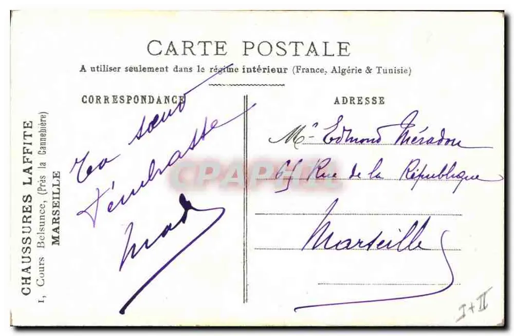 Peregrinação no deserto — cena de oração — Calçados Laffitte, Marselha - Verso