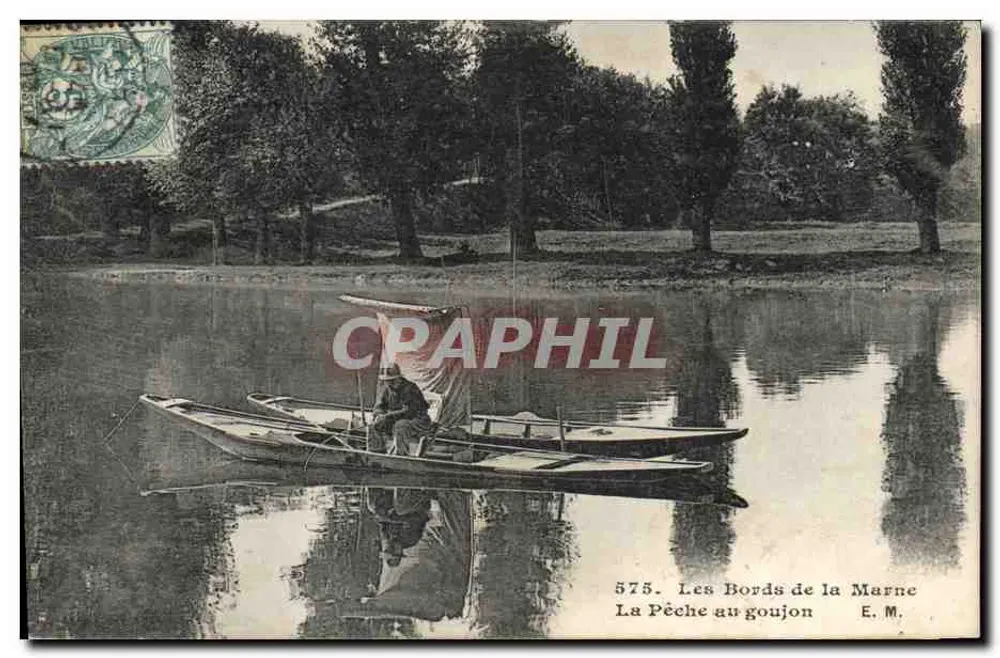 Die Ufer der Marne — Fischen nach Gudgeon — E. M. - Vorderseite