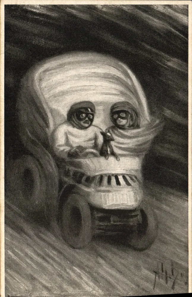 Skull in a car — pencil illustration — n° 21101 - Front