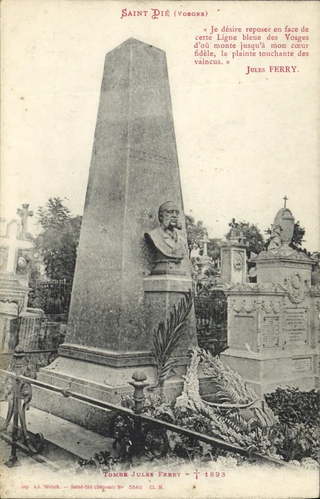 Tumba de Jules Ferry — Saint-Dié (Vosges) — Imp. Ad. Welck, Depositado N° 5583 - Frente