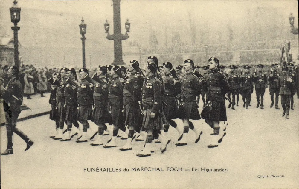 Trauerfeier des Marschalls Foch — Die Highlanders — Cliché Meurisse - Vorderseite