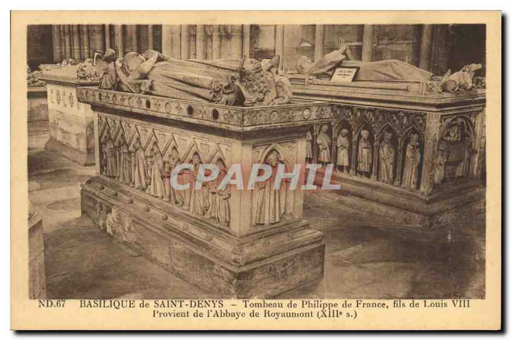 Basilika von Saint-Denys — Grabmal von Philippe von Frankreich, Sohn von Ludwig VIII — Verlag Cie des Arts Photomécaniques, Paris - Vorderseite