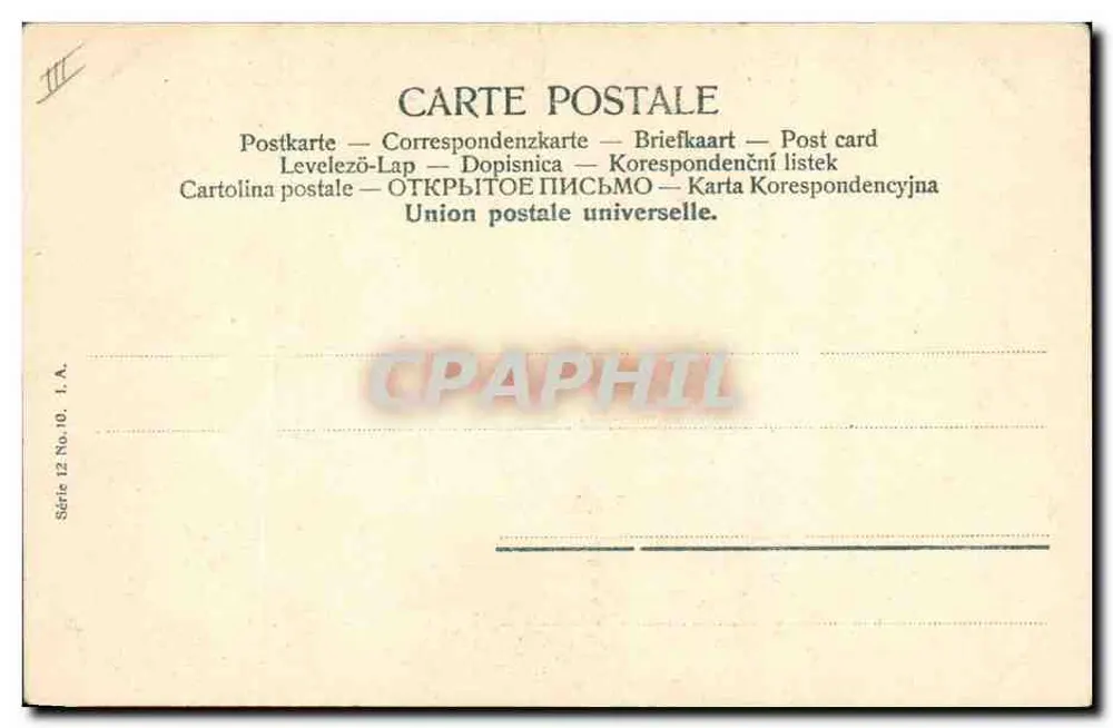 Sujet : Femme en tenue de soignante aidant un blessé — éditeur J.A. — Série 12 No. 10 - Rückseite