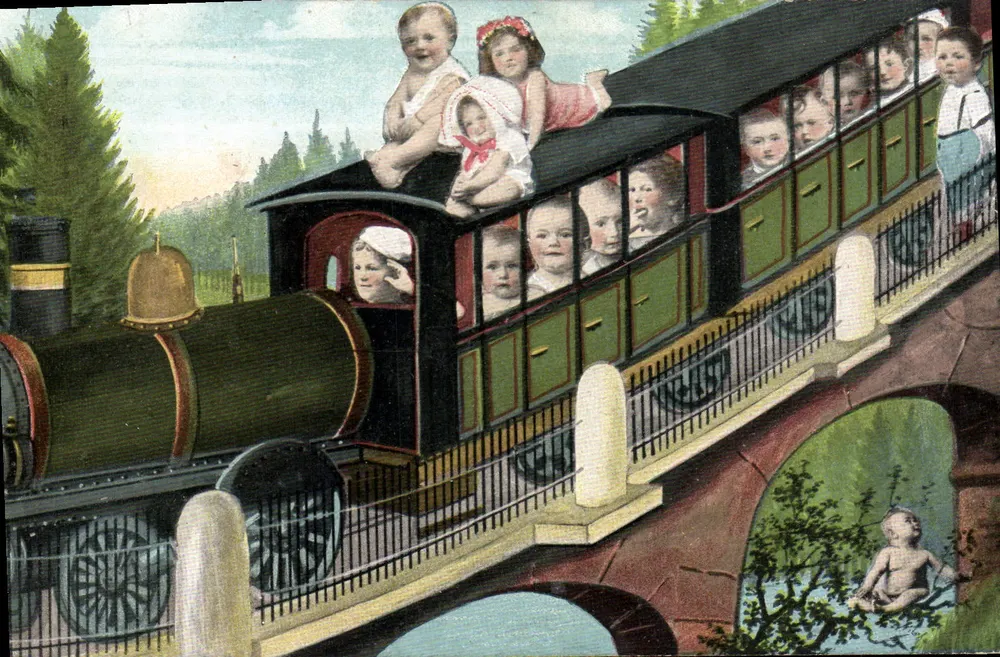 Bambini in un treno — illustrazione — K.V.I.B. 1525 - Recto