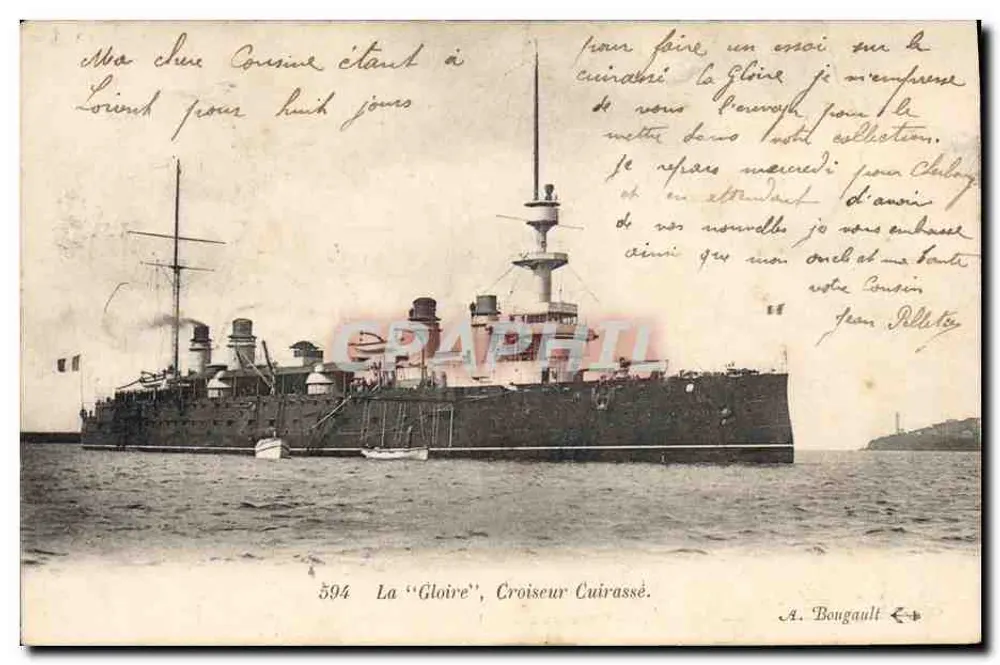 A « Gloire », Cruiser Cuirassado — n° 594 — editor A. Bougault - Frente