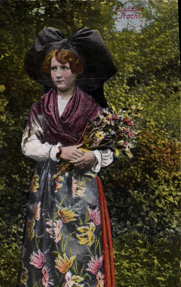 Mulher em traje alsaciano — Elsässer Trachten, série I, n° 11 — Felix Luth, Straßburg - Frente