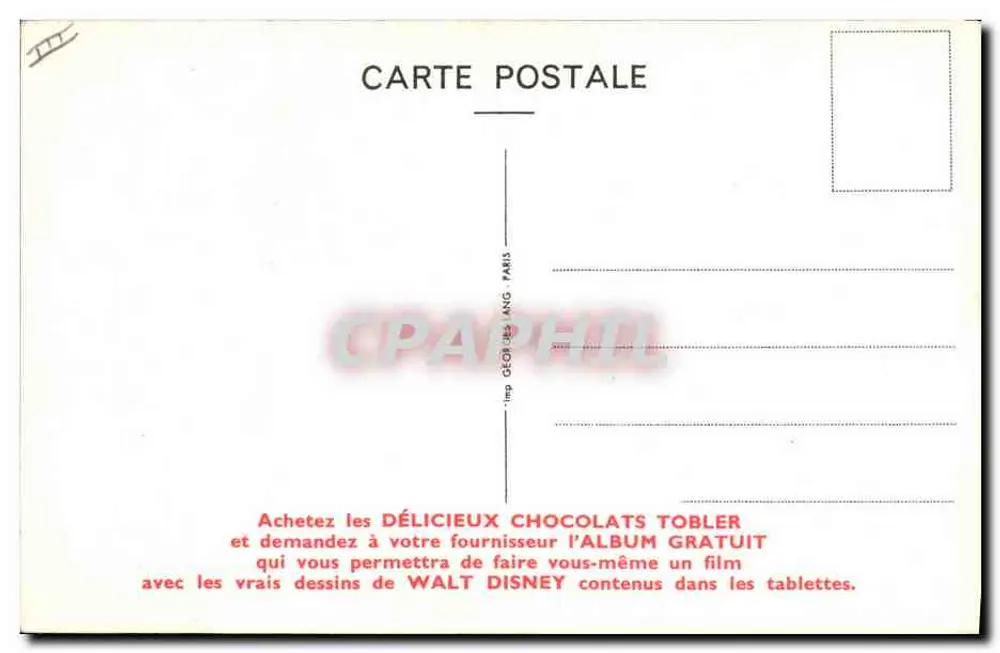 Michel — Zeichnung von Walt Disney — Tobler - Rückseite