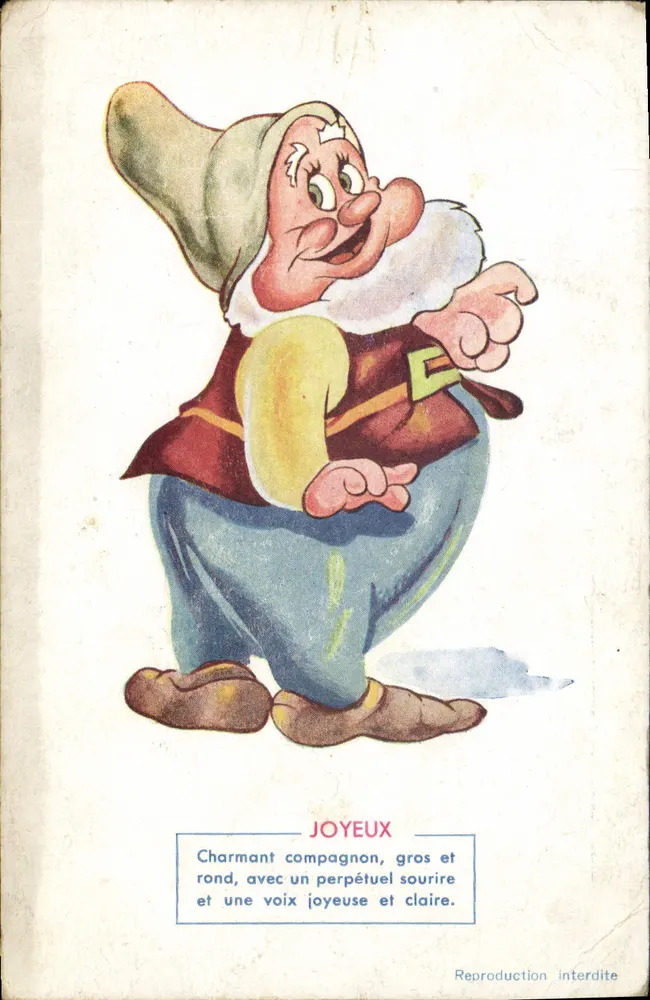 Dwarf Joyeux — personnage de Blanche Neige — éditeur RXO RADIO FILMS - Recto