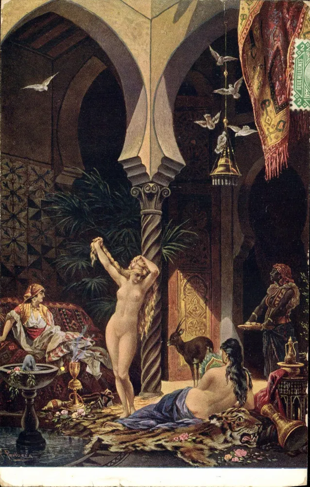 Scena orientale — interno di un palazzo — editore R.138 Au Hutem, Bruxelles - Recto