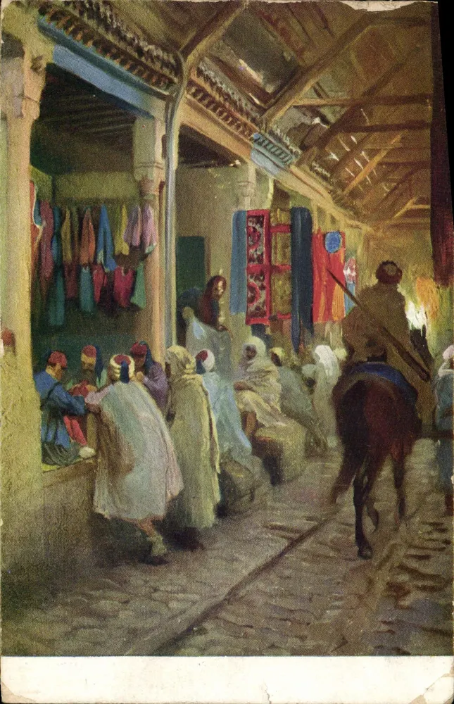 Marché au tapis — scène de bazar — éditeur R.121, Hohmeyer & Jonas, Dresde - Vorderseite