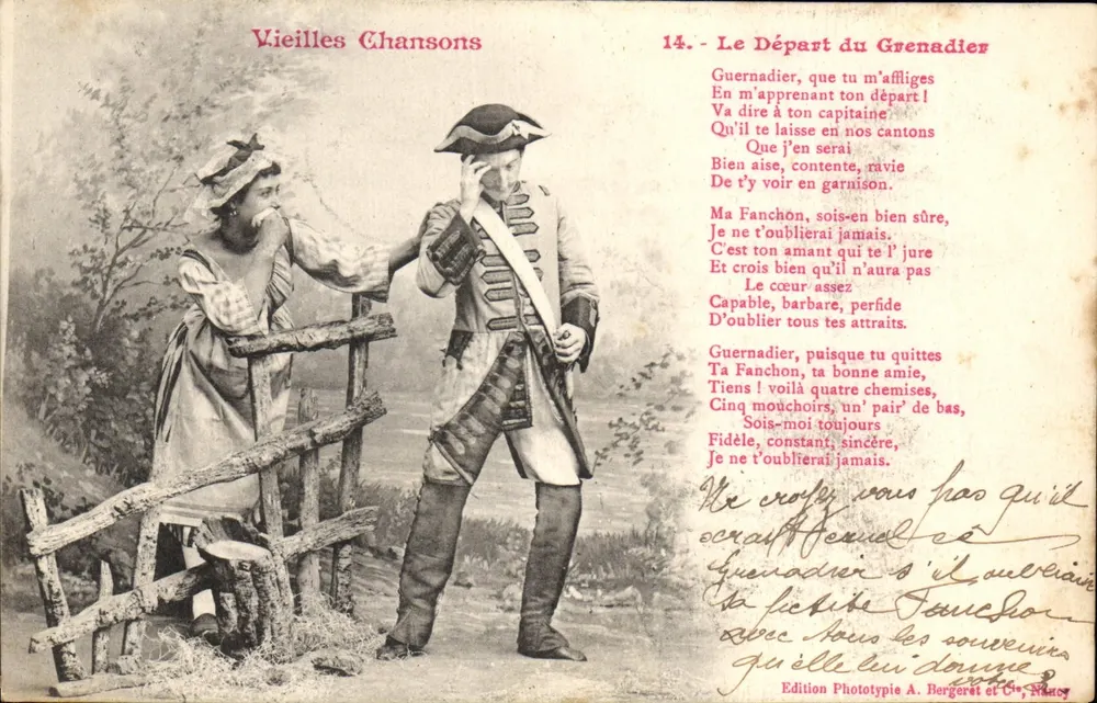 Der Abmarsch des Grenadiers — Alte Lieder — Phototypie-Ausgabe A. Bergeret et Cie, Nancy - Vorderseite