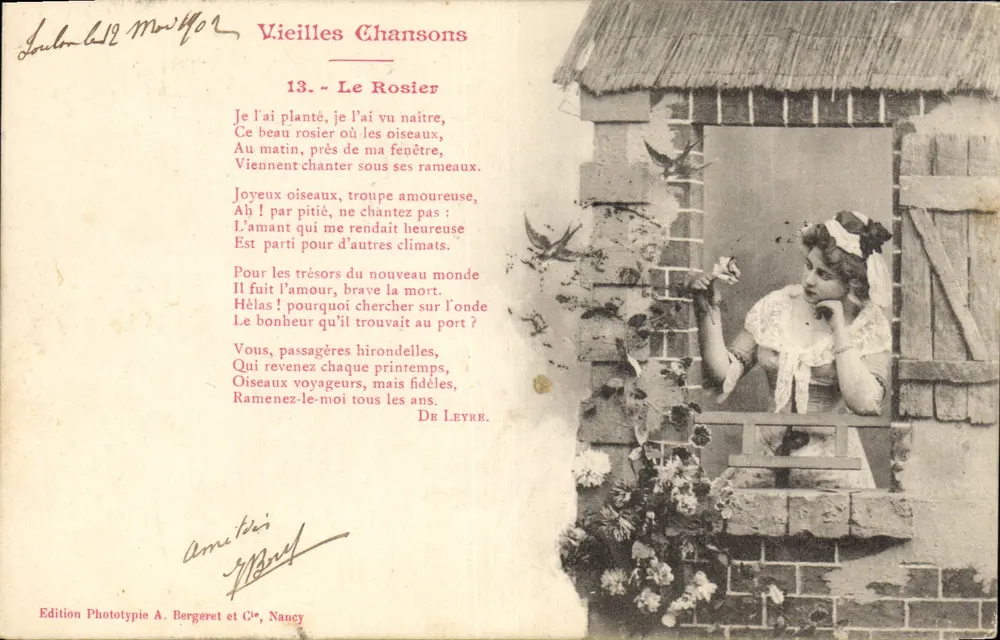 Alte Lieder — 13. Die Rose — Phototypie-Ausgabe A. Bergeret et Cie, Nancy - Vorderseite