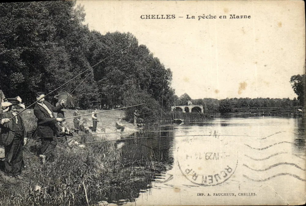Chelles — A pesca na Marne — IMP. A. Faucheux, Chelles. - Frente