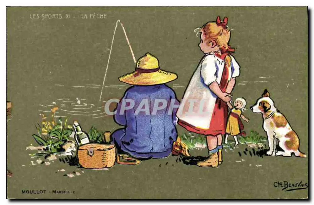 A pesca — Os Esportes XI — Moul lot - Marselha, editor C.H. Beauvais - Frente