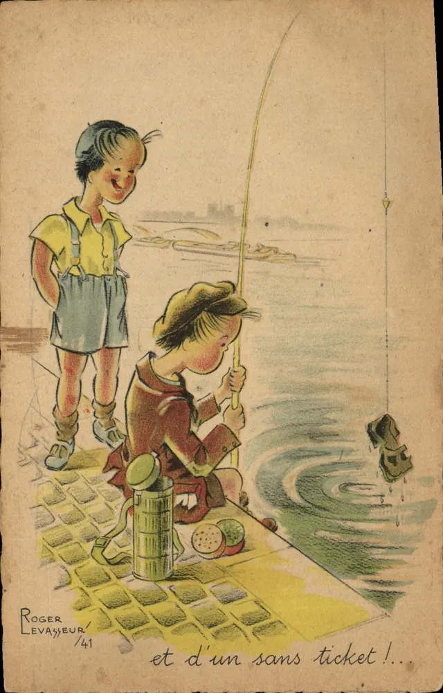 Dois crianças pescando — sem bilhete — Roger Levayeur /41 - Frente