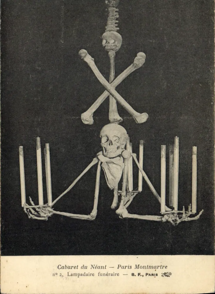 Cabaret du Néant — Paris Montmartre — B.F., PARIS — n°2, Totenlampenmast - Vorderseite