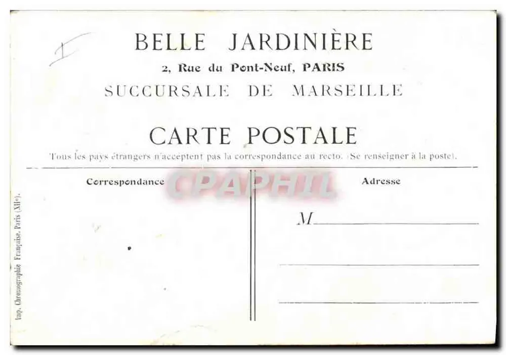 Huhn und Küken — ländliche Szene — Belle Jardinière, Filiale in Marseille - Rückseite