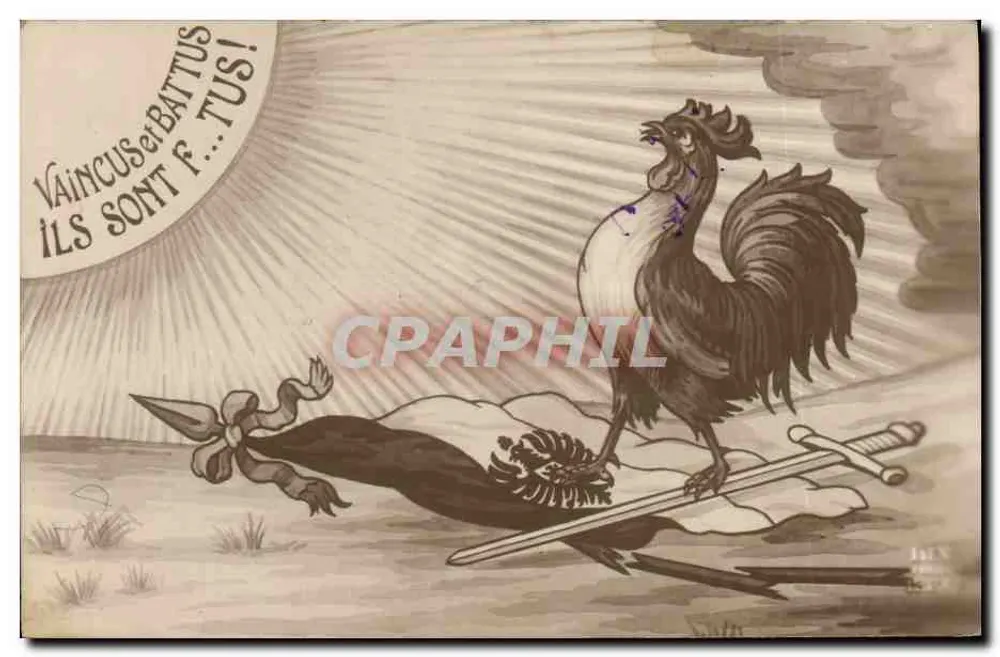 Galo vencedor — caricatura da Primeira Guerra Mundial — editor JMX, n° 157 - Frente