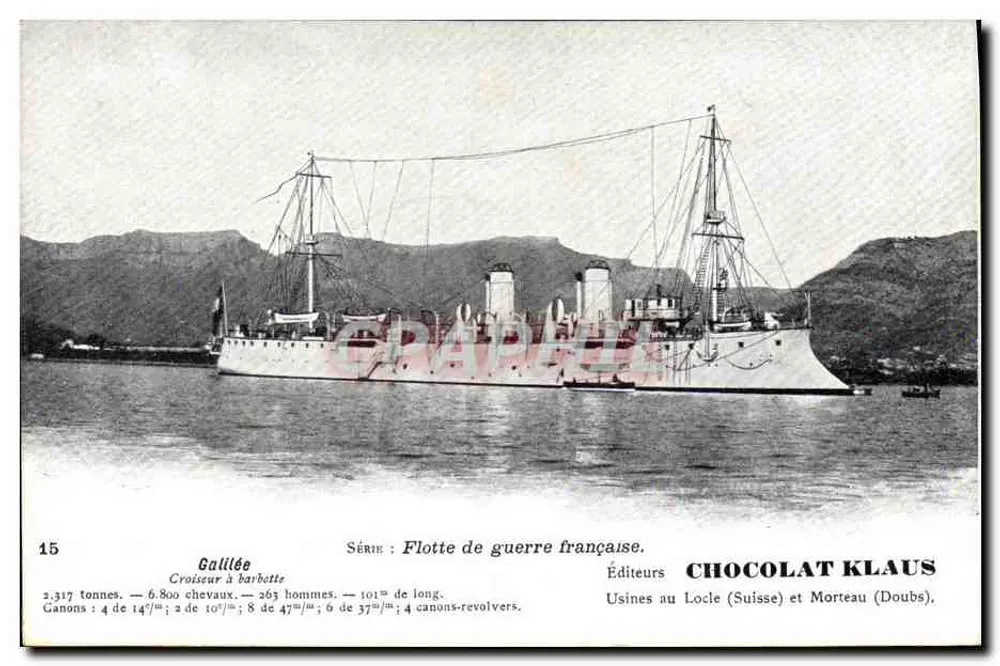 Cruiser à barbette — Galilée — Éditeur CHOCOLAT KLAUS - Frente