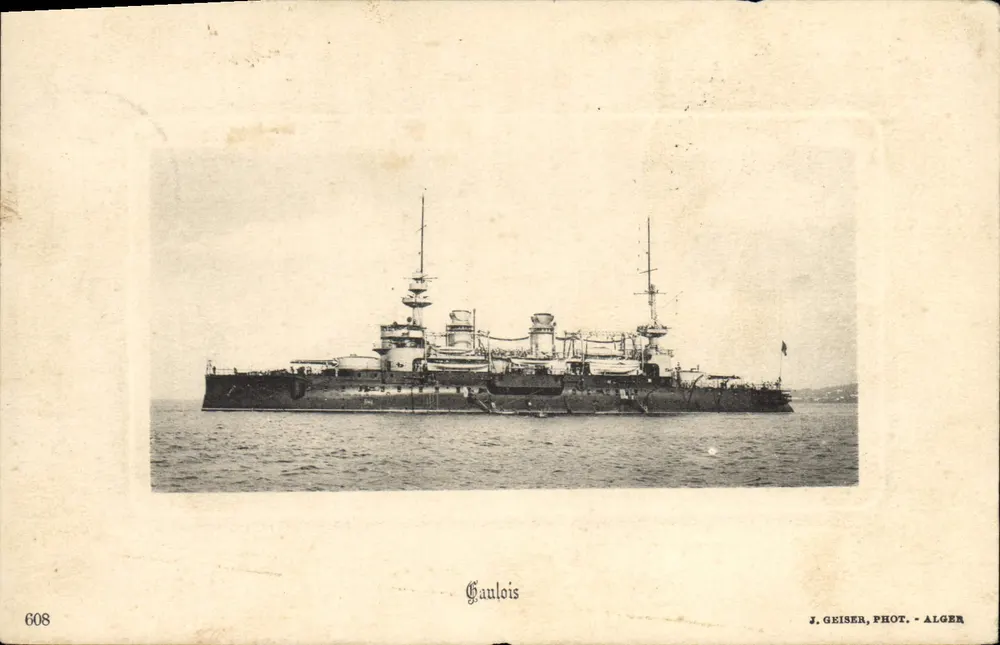 Navio de guerra Gaulois — J. Geiser, Fot. - Argel, n° 608 - Frente