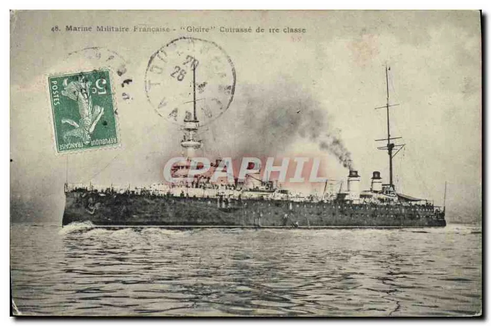 Marinha Militar Francesa - "Gloire" Encouraçado de 1ª Classe — Edição Petit Provençal, Toulon - Frente