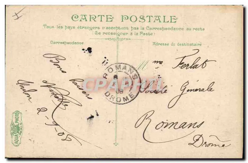 Le Gaulois, Schlachtschiff der 1. Klasse — LV & C — 25-Cent-Stempel Republik Frankreich, Poststempel 'Toulon 16-9-1908' - Rückseite
