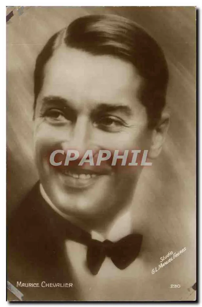 Maurice Chevalier — czarno-biały portret — Studio G.L. Manuel Frères n°230 - Awers