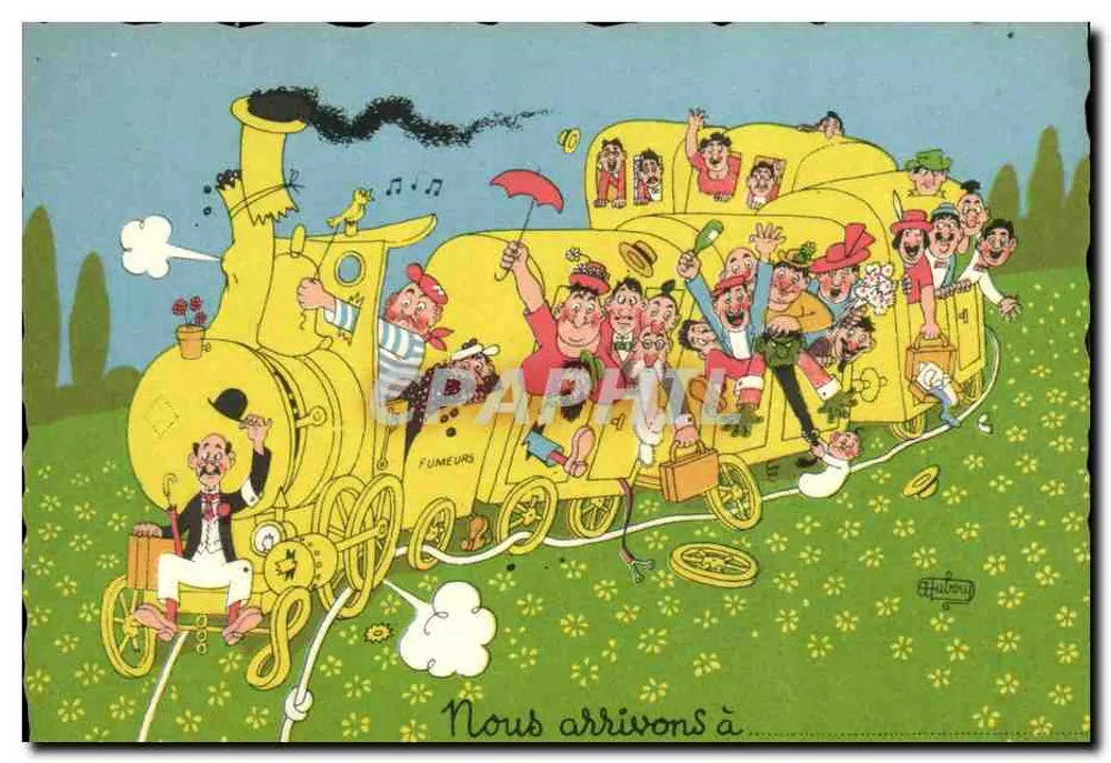 Trem de fumantes — caricatura humorística — A. Dubout, 13 A - Frente