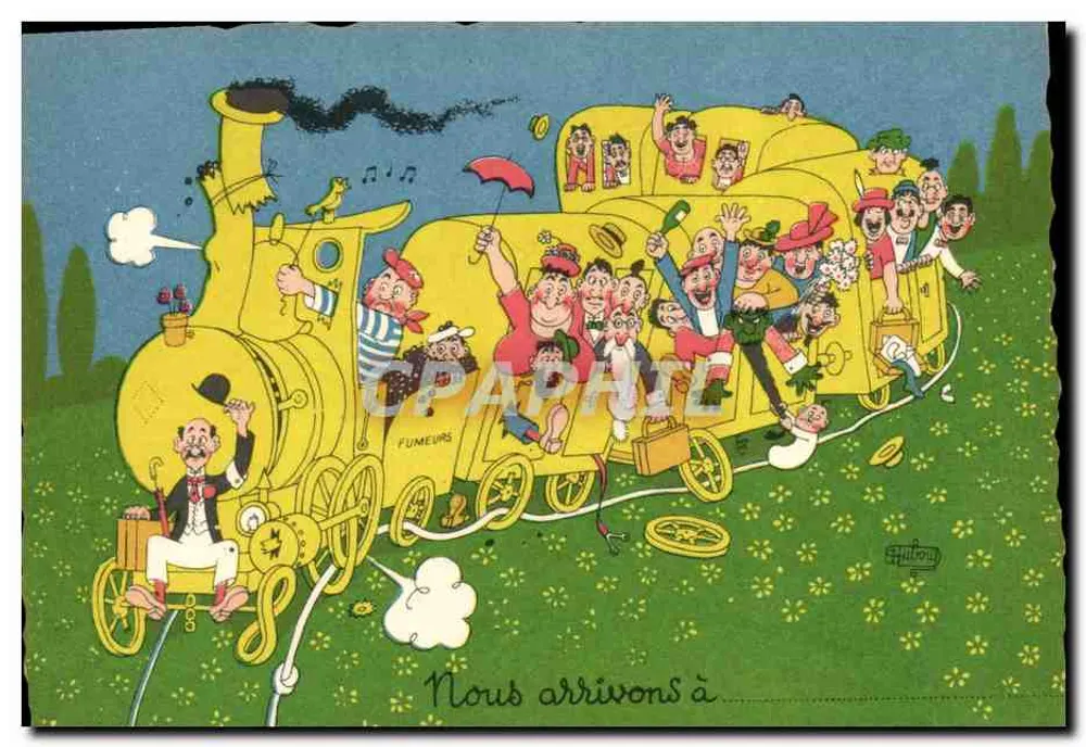 Trem de fumantes — caricatura humorística — Edições do Moulin, n° 13 A - Frente