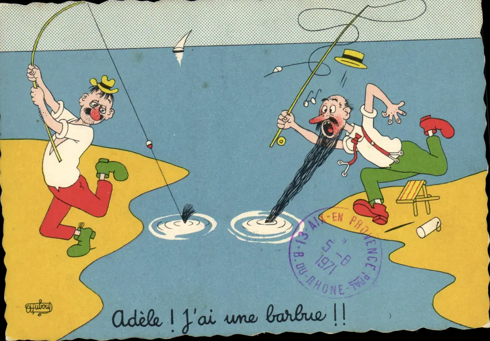Deux pêcheurs comiques — scène de plage — éditeur Chutou - Frente