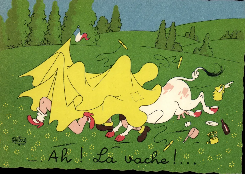 A vaca — caricatura humorística — A. Dubour, Ed. dos Moulin, Sarronnville - Frente