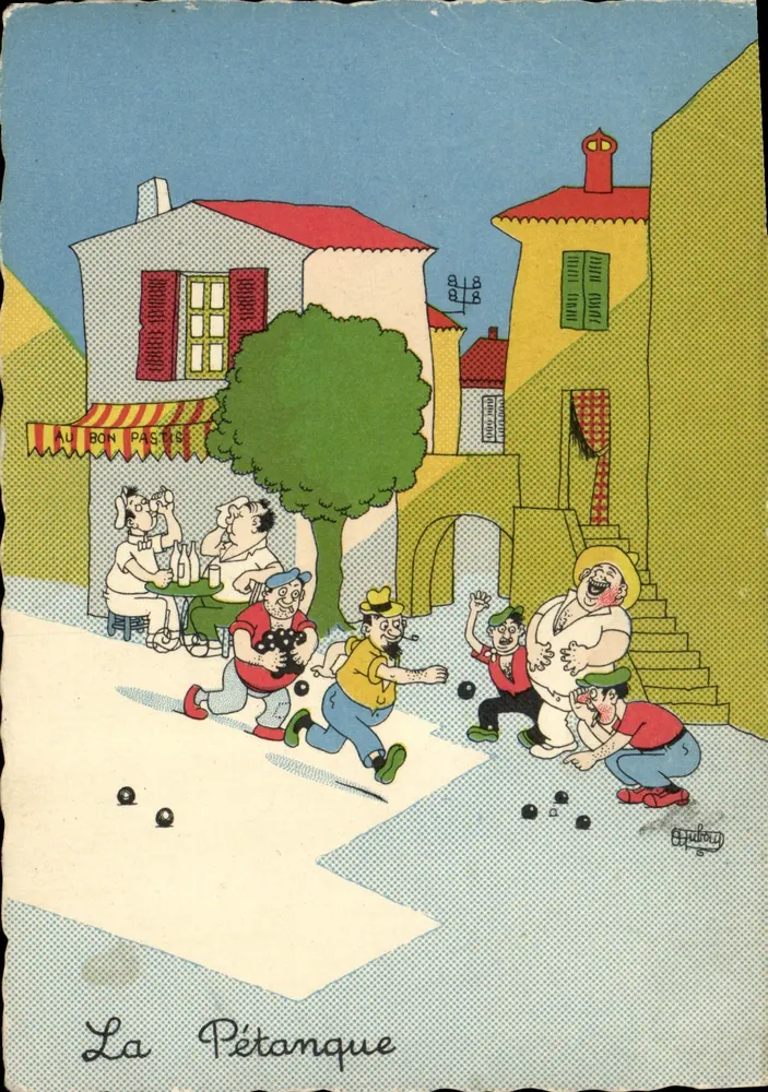 A Pétanque — cena de rua animada — A. Dubout, n° 37 A - Frente