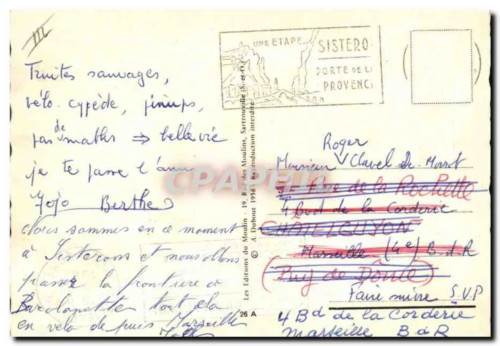 Berthe e Yojo — Uma etapa em Sisteron — Edições do Moulin - Verso