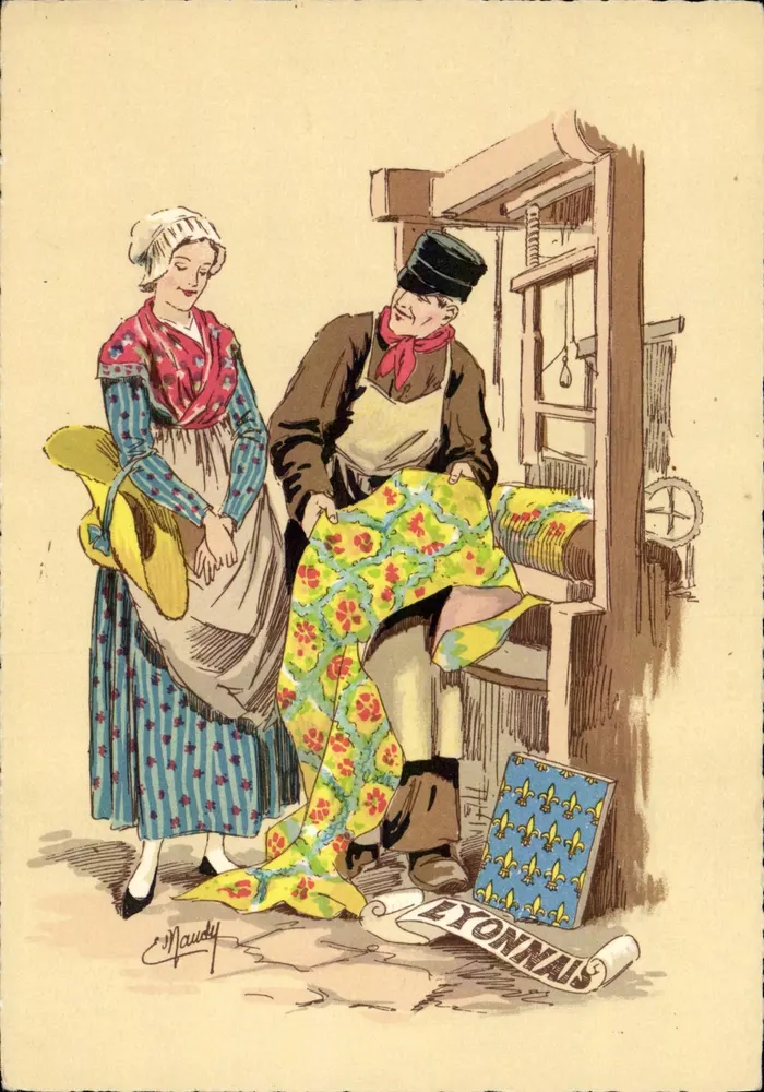 Cena de tecelagem de Lyon — editor Maudy, série 1187 K - Frente