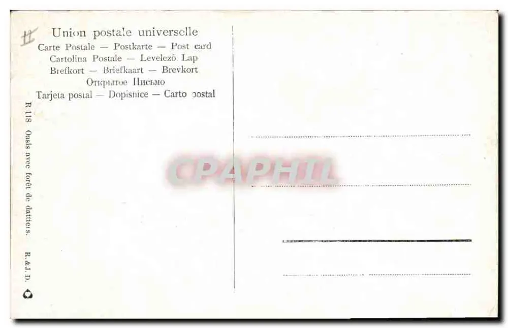Wüstenlandschaft mit Karawanen — Verlag R. & J. P. — Nr. R.118 - Rückseite