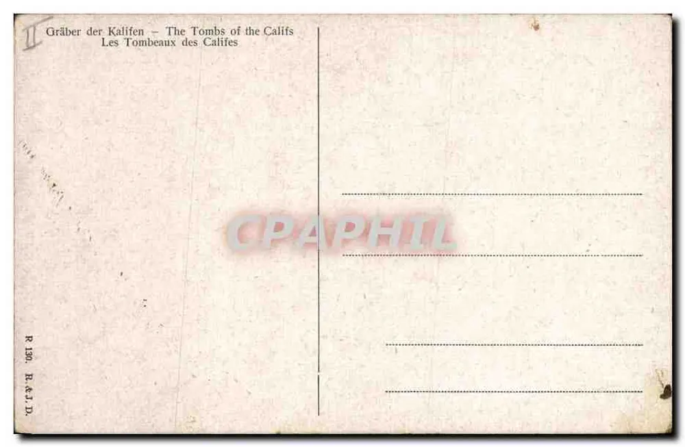 Os Túmulos dos Califas — C. M. K. — R. 130, R. & T. D. - Verso