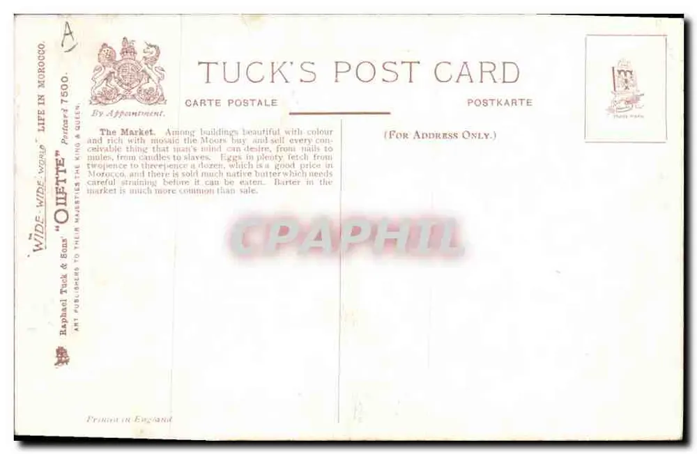 Il Mercato — Marocco — Tuck's Post Card - Verso
