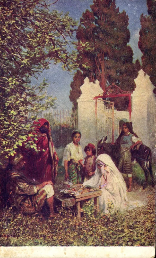 Oosterse levensscene — tuin met vrouw en kinderen — uitgever Königseck, n° 86 - Voorkant