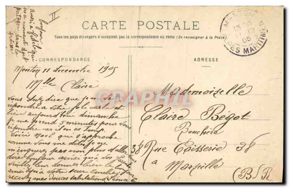 Frau mit Blumenbouquet — Postkarten-Szene — Édition Bergeret - Rückseite