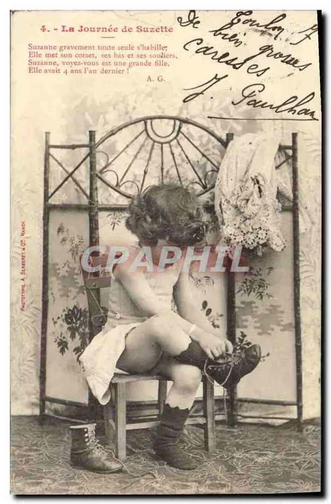 Suzette beim Anziehen — Szenen aus dem Alltag — Phototype A. Berret, Nancy - Vorderseite