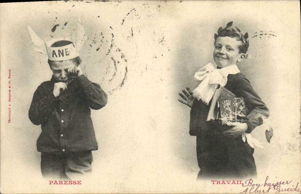 Schlafhaftigkeit vs. Arbeit — Albert Gueida — Phototype A. Bauguet et Cie, Nancy - Vorderseite
