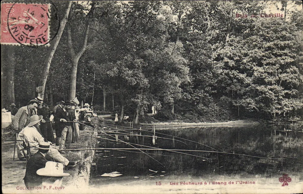Fischer am Étang de l'Ursine — Chaville — Sammlung F. Fleury, n°15 - Vorderseite