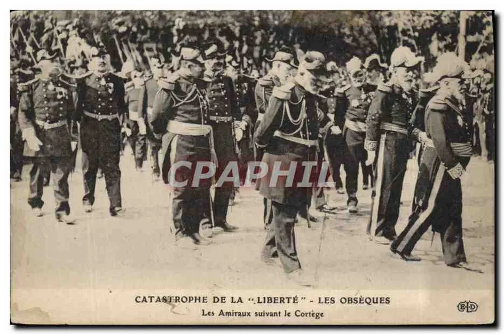 Katastrophe der "Liberté" — Die Beerdigung — Die Admirale folgen dem Trauerzug — Verlag E.D. - Vorderseite