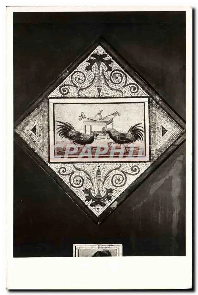 Hühnerkampf — Mosaik von Pompeji — F. III Alinari - Florenz - Vorderseite