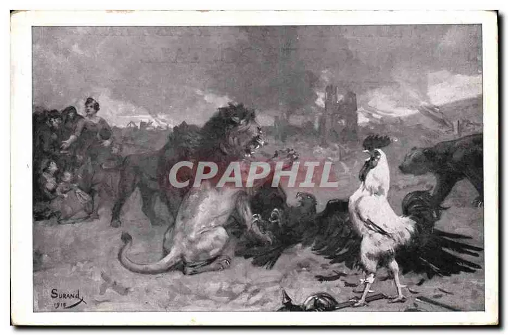 Il Gallo e il Leone — Surand 1916 — Devambéz, Passade, Parigi - Recto