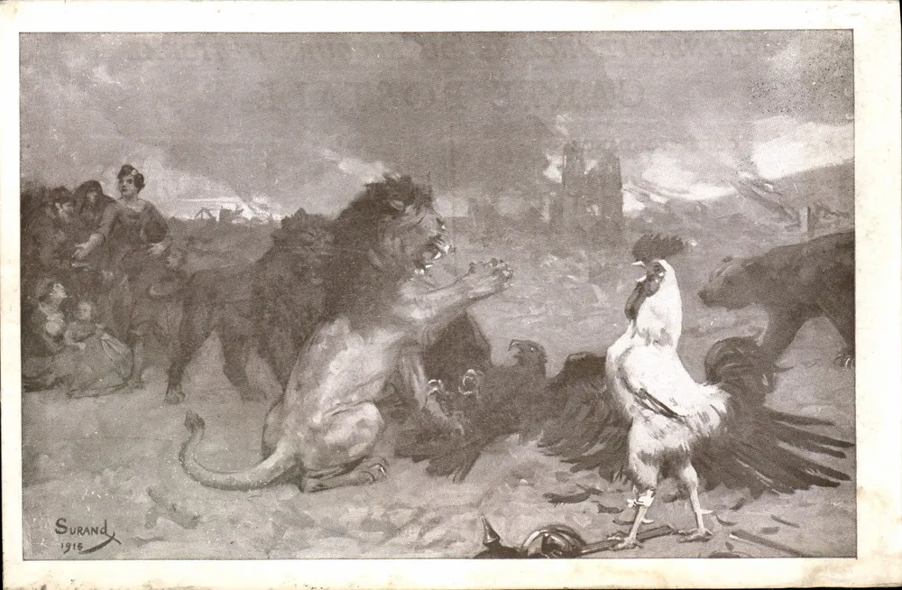 O Galo e o Leão — Surand 1916 — Dia Francês do Socorro Nacional - Frente
