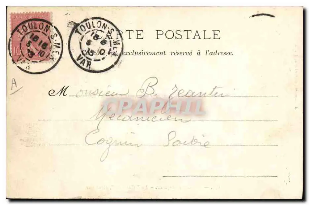 Der "Galilée", Kreuzer — Französische Marine — A. Couturier, Fotograf-Verleger, Toulon, n° 324 - Rückseite