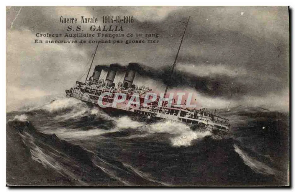 S.S. GALLIA — Francuski pomocniczy krążownik pierwszego rzędu — Wojna Morska 1914-1916 - Awers