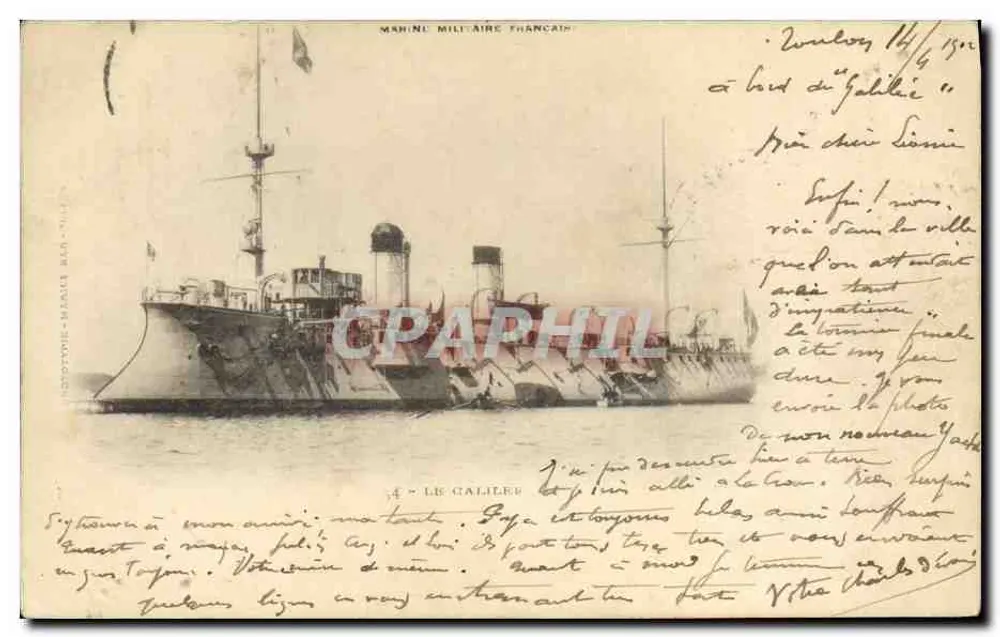 O Calibre - navio da Marinha Militar Francesa - Fototipia Marais Bar, n° 14 - Frente