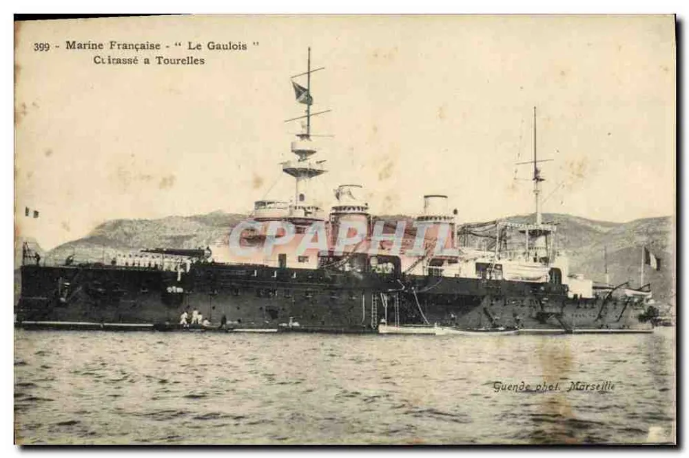 Couriçado francês "Le Gaulois" em Toulon — Guende fot. Marseille, n°399 - Frente